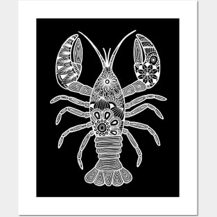 Lobster (black and white vertical) Posters and Art